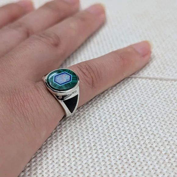 Whitney Kelly 925 Silver Malachite Opal Ring Sz 5.75 - Picture 13 of 17